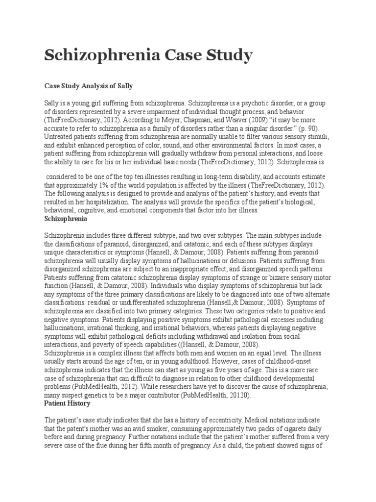 schizophrenia case study pdf schizophrenia case study assignment